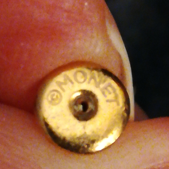 Enameled White & Gold Celtic Knot Earrings by Monet - Picture 4 of 5